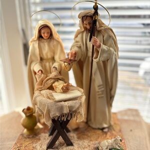 Elegant Nativity Scene with Cream and Brown Accents